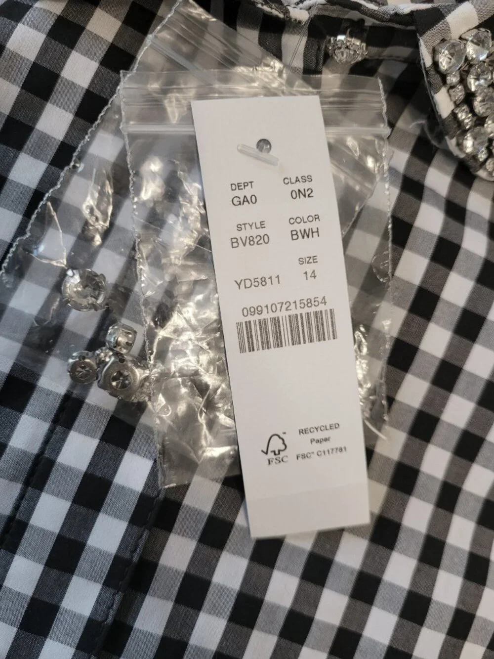 J. Crew Collection Embellished Cropped Button-Up Shirt in Cotton Poplin Gingham